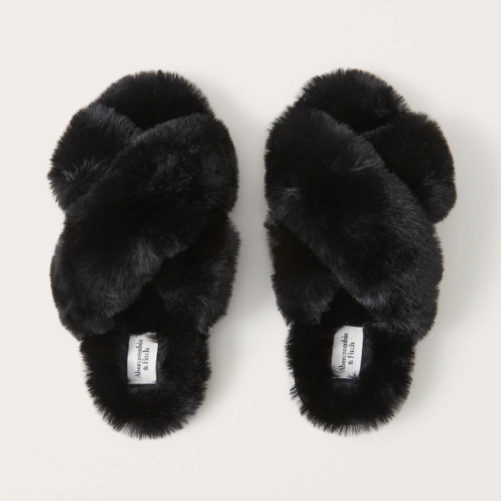 Fluffy Criss-Cross Slippers